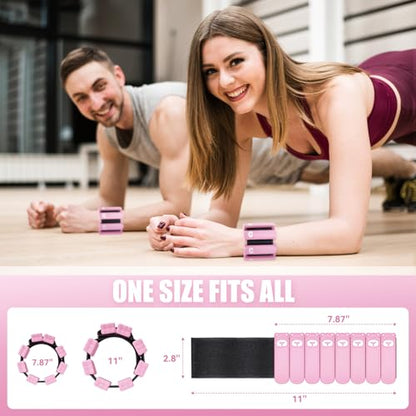Wrist Ankle Weights Set of 2(1lb Each), Adjustable Silicone Weighted Wristbands for Women Men, Wearable Arm & Leg Weights for Pilates, Walking, Workout Exercise