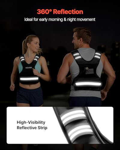 VEVOR Adjustable Weighted Vest, 4-10lbs/20-32lbs/24-40lbs/40lbs Comfortable X-Shape Body Weight Vest Set with 6/8 Weight Packs and Reflective Stripe, for Men Women, Workout Equipment for Strength Training Running Jogging - size: 4-10 lbs