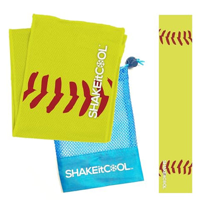 Original Cooling Towel – Be Cool in Style - Heat Relief, Soft, Lightweight, Sun Protection, Easy Clean - Perfect for Biking, Running, Yoga, Gym, Gardening - Softball - color: Softball