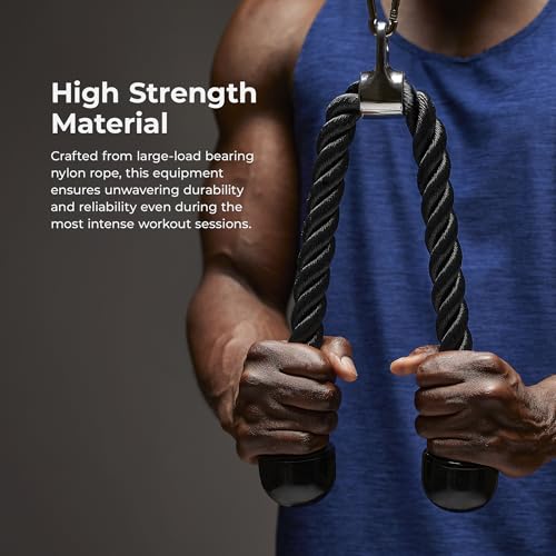 Sunny Health & Fitness Power Cage Squat Rack Upgrade Attachments, Dip Bar, Plate Bar Holder, Belt Squat, J Hook, Lat, Adapter, U Ring, Pull Up Bar, Landmine, Captain's Chair, Tricep Rope For Home Gym - style: Tricep Rope