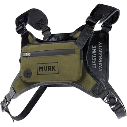 MVRK Water Resistant Running Vest Chest Pack, Phone Holder for Running, Lightweight Training Pack with Reflective Detail - color: Olive