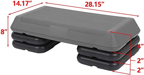 Sport Aerobic Step Platforms Workout Stepper Trainer Exercise Stepper with Nonslip Adjustable Risers for Fitness, Core, Strength, Stability, and Resistance Training