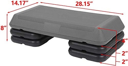 Sport Aerobic Step Platforms Workout Stepper Trainer Exercise Stepper with Nonslip Adjustable Risers for Fitness, Core, Strength, Stability, and Resistance Training