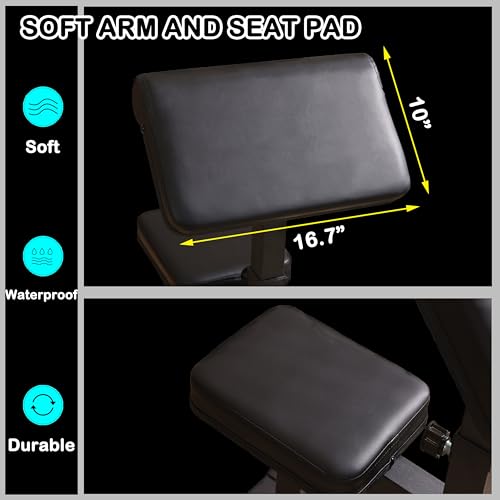 Fitness Black Adjustable Arm Preacher Curl bench, Bicep Tricep Curl Machine, Seated trenghthen Training Isolated Barbell Dumbell Station for Home Gym