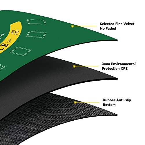 70" x 35" Poker Mat for Table with Carrying Bag, Professional Casino Blackjack Tabletop Layout Poker Table Mat, Non-Slip Rubber Poker Table Top Cover for Parties, Home Entertainment, Poker Game Night