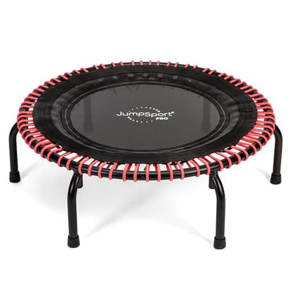 JumpSport 350 PRO 39 Inch Fitness Trampoline Indoor Rebounder Cardio Workout Equipment 300 lb Capacity - color: Black/Pink