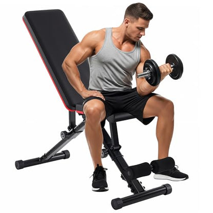 Adjustable Weight Bench 795LB Capacity Foldable Workout Bench Press for Home Gym, Full Body Exercise and Strength Training, Lifting Sit-up Incline Decline Flat Utility Bench, 2 Sec Fast Folding - color: Black