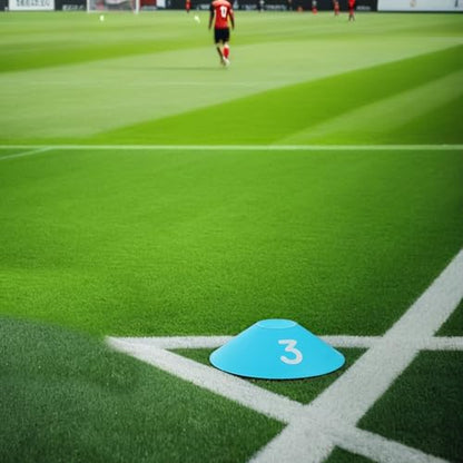 10pcs Soccer Training Discs and Cones Set, Flat Numbered Spot Markers 1-10 for Football and Basketball Agility Drills, Sturdy Plastic Sports Equipment for Outdoor Field Practice
