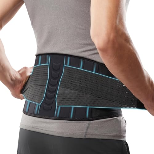 Copper-Infused Back Support Brace – Lightweight Lumbar Belt with 6 Supportive Stays for Lower Back Pain Relief, Muscle Spasms, Strains, Arthritis, and Sciatica – for Men and Women (Medium) - size: Medium