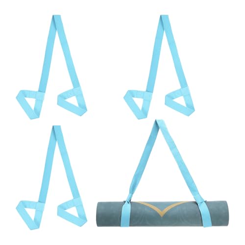 PATIKIL Yoga Mat Strap, Adjustable Yoga Mat Carrier Straps Sling Cotton Anti Slip Mat Holder Stretching Band - color: Sky Blue