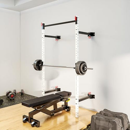 Soozier Adjustable Weight Bench with Dumbbell Rack Wooden Gym - color: White