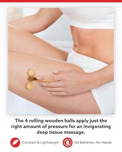 4 Balls Wooden Muscle Roller Massager - Handheld Massage Wood Therapy Massage Tools for Deep Tissue Muscles Comfort, Relaxation, & Circulation