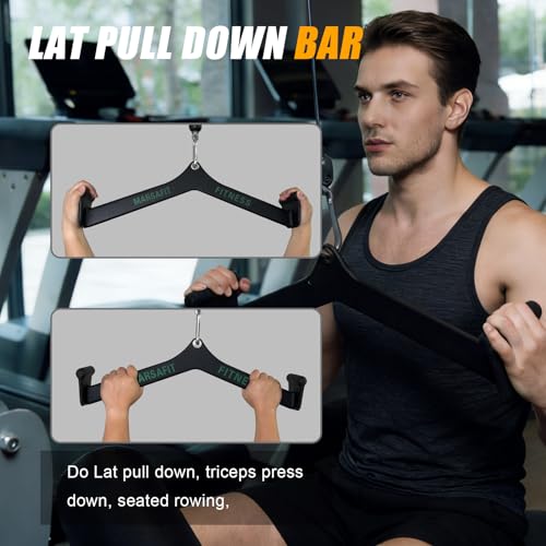 Home Gym Fitness Rowing T-bar V-bar Pulley Cable Machine Attachment, Bicep Curl Tricep LAT pulldown Bar Back Strength Training Handle Grips LAT Pull Down Bar for Seat Row Workout - style: BTBAR 1904