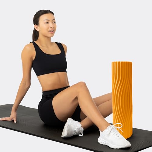 Tidal Roller - Gold - Muscle Massage Foam Roller for Back Pain & Stretching - Firm and Ergonomic Wide Wave Textured - Yoga, Athletics, & Wellness - Full Size, 20" x 5" - color: Gold