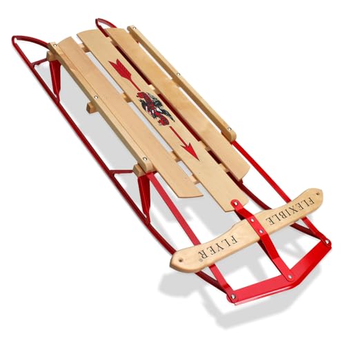 Flexible Flyer Metal Runner Sled. Steel & Wood Steering Snow Slider - style: 1-person 48"