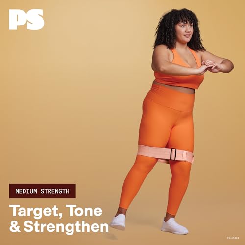POPSUGAR Adjustable Hip Resistance Band (Coral), Medium Strength Exercise Band for Men & Women, 4 Resistances for Toning Legs, Glutes, Lower Body Workout, Non-Slip Comfort-Grip Fabric Elastic Band
