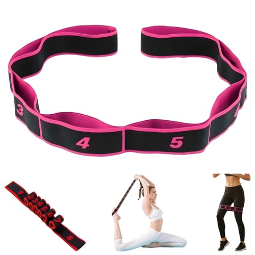 Fitness Resistance Band for Stretching and Yoga, Stretch Strap, Elastic Yoga Stretching Strap, Multi-Loop for Physical Therapy, Pilates, Yoga, Dance & Gymnastics Exercise - color: Red