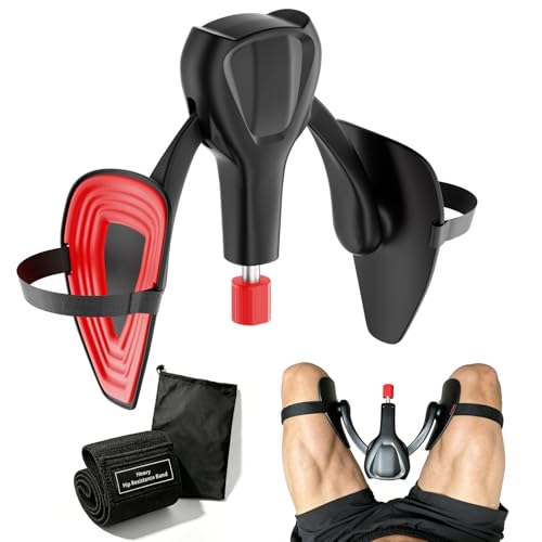 Thigh Trainer with Resistance Band, Adjustable Inner Thigh Exerciser 22–77 lbs, Hip & Leg Workout Equipment for Home Strength Training, Pelvic Floor Support for Men & Women