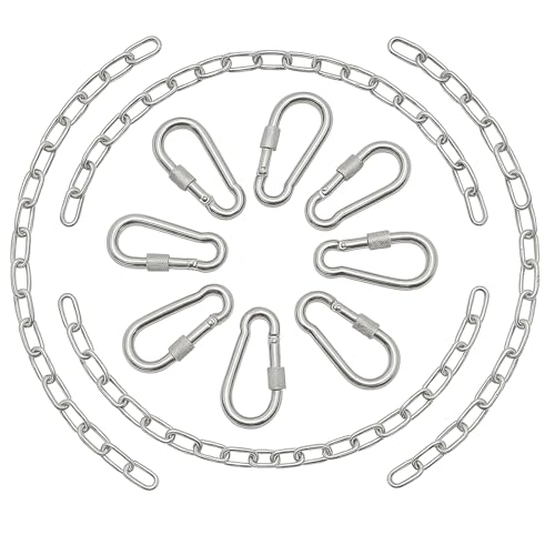4 Pack 25in Hanging Swing Chain with 4 Carabiners, 440LB Capacity Hanging Kits Heavy Duty Hanging Chair Hardware for Hammock Swing Hanging Chair Punching Bags Sandbag Indoor Outdoor Yoga Gym (Silver) - color: Silver, size: 4 Pack (25inch)