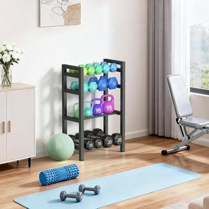 4 Tier Dumbbell Rack,Adjustable Weight Rack for Home Gym,Heavy Duty Weight Stand,800LBS Capacity Kettlebells Storage,Workout Equipment Organizer (Rack Only)