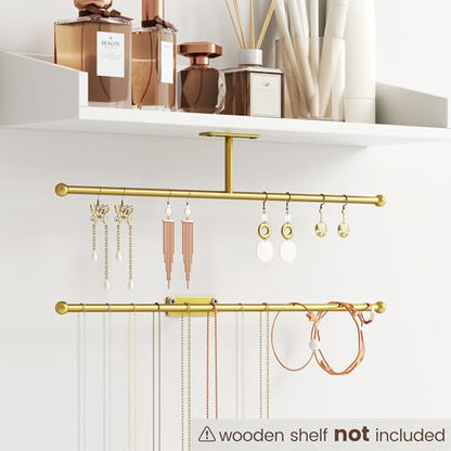 Wall Hanging Jewelry Organizer 12.6", Screws Included, Gold 4-Pack - color: Gold, size: 4 Pack