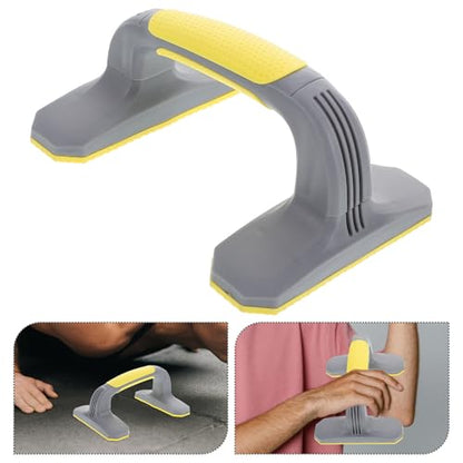 Pushup Bars Handles for Floor, Non-slip Plastic Push up Stands, Ergonomic Home Workout Equipment for Chest and Strength Training, 1 Pair (gray + Yellow)
