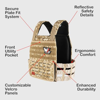 Weighted Vest – Adjustable 14–60 lb Capacity for Men and Women, Weight Vest for Training, Strength & Functional Fitness, Durable Workout Vest, Plates Sold Separately - color: Beige
