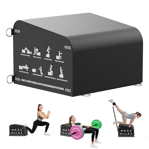 Hip Thrust Bench, Multi-Functional Slip-Free Hip Thrust Machine for Glute Bridge, Box Jump, Push-Ups, Squat, Ab Exercise, Suitable for Home & Gym