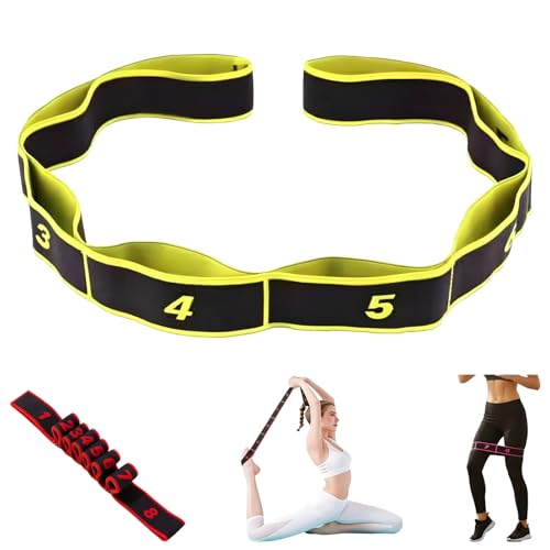 Fitness Resistance Band for Stretching and Yoga, Stretch Strap, Elastic Yoga Stretching Strap, Multi-Loop for Physical Therapy, Pilates, Yoga, Dance & Gymnastics Exercise - color: Yellow