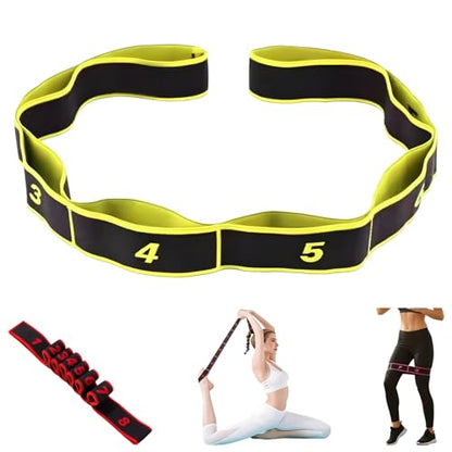 Fitness Resistance Band for Stretching and Yoga, Stretch Strap, Elastic Yoga Stretching Strap, Multi-Loop for Physical Therapy, Pilates, Yoga, Dance & Gymnastics Exercise - color: Yellow