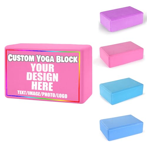 Custom Yoga Blocks with Image Text Logo Eva Foam Lightweight Yoga Bricks for Yoga Pilates Stretching Meditation Dance Yoga Accessories - color: Blue