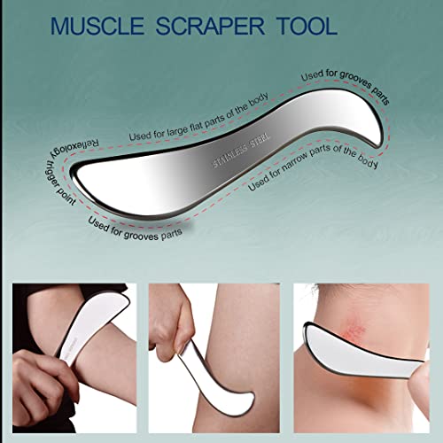 3 in 1 304Stainless Steel Muscle Scraper Tools Set,Scraping Massage Tools for Physical Therapy,Derma Edge Massage Tool & GuaSha Massage Scraper Tool,IASTM Tools,Guasha Tool for Body