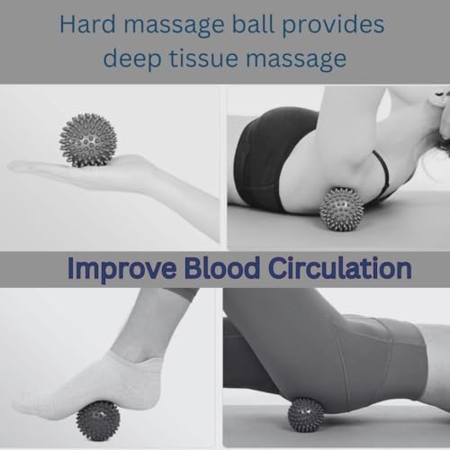 Plantar Fasciitis Foot Massage Ball for Pain Relief - Firm & Spikey Set of 2 - Spiky Reflexology, Neck, Trigger Point Therapy, Myofascial Pain Massage On Sore Muscles - Manual Massager for Back, Feet