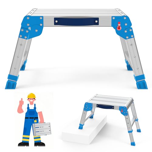 Work Platform 440 Lbs, Folding Step Stool with One-Touch Automatic Fold, 3 Height Adjustment Step Platform, Perfect for RV Cleaning, Home Painting and Reaching High Places, Standard - size: Standard