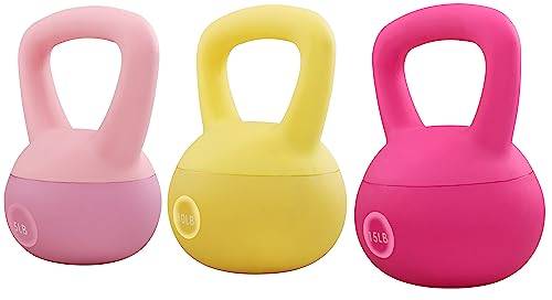 Fitvids Soft Kettlebells - Sea and Iron Sand Filled Weights for Women and Men - Color Coded Soft Vinyl Kettlebells, Multiple Sizes