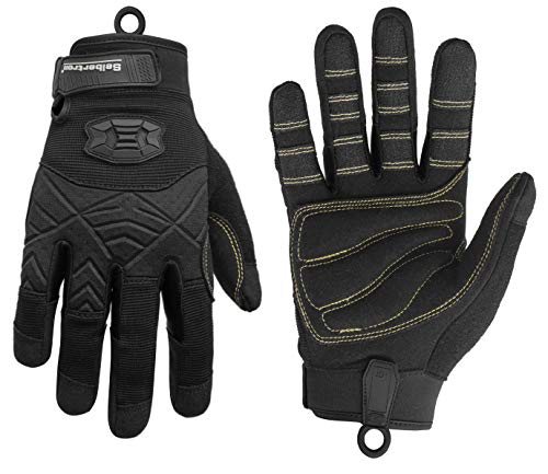 Seibertron Full or Half Finger Padded Palm Lightweight Breathable Climbing Rope Gloves for Climbers, Rock Climbing, Rescue, Adventure, Sailing, Kayaking, Outdoor Sports - color: Full Finger Black, size: XX-Large