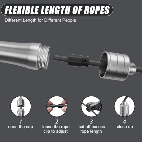 𝐒𝐩𝐞𝐞𝐝 𝐉𝐮𝐦𝐩 𝐑𝐨𝐩𝐞 𝐟𝐨𝐫 𝐅𝐢𝐭𝐧𝐞𝐬𝐬 - Skipping Rope for Women Men Exercise with Adjustable Length Jumping Rope and Alloy & Silicone Handles Suitable for Workout Boxing Home Gym - color: BlackWeighted