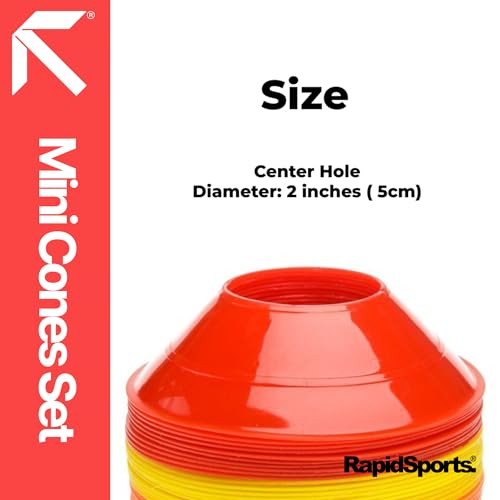 Fitness Health Pro Multi-Function Mini Agility Cones for Rugby Football Soccer Sports Field Practice Drill Marking Mini Marker Saucer Cone Set 60 Pcs