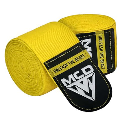 MCD Boxing Wraps for Men & Women 4.5m/180” Boxing Hand Wraps for Bᴏxing Gloves with Thumb Loop Muay Thai Hand Wrаps Semi-Elastic Wrist Wrаps Bᴏxing Wrap for MMA, Muay Thai & Martial Arts Training - color: Yellow