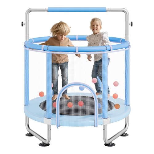 VEVOR 5FT Trampoline 50"/55"/56 * 35" for Indoor/Outdoor use for Toddlers, Foldable Mini Baby with Foam Handle, Recreational Birthday Gift - color: Blue, size: 4.6 ft