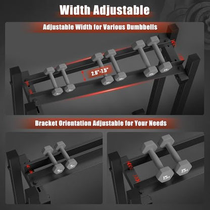 Jusgym Dumbbell Rack Stand Only, 3 Tier Adjustable Height & Angle 1100LBS - size: 34 x 18.7 x 36 inches