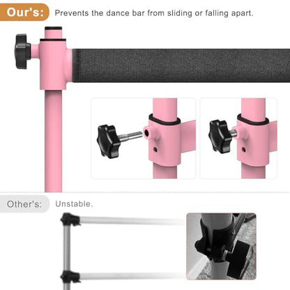 Freestanding Height Adjustable Ballet Barre - color: 4ft (Fabric Covered Crossbar, Pink)
