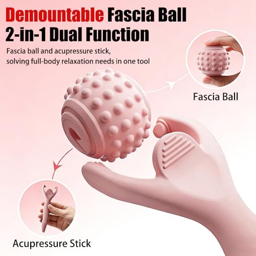 Demountable Roller Massage Ball | 2 in 1 Ergonomic Handle, Muscle Roller Stick, Manual Massage Tools, Relief Neck Arm Back Leg Body Deep Release