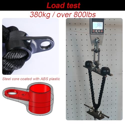 Tricep Rope 27 & 36 inches 2 Colors Fitness Attachment Cable Machine Pulldown Heavy Duty Coated Nylon Rope with Solid Rubber Ends