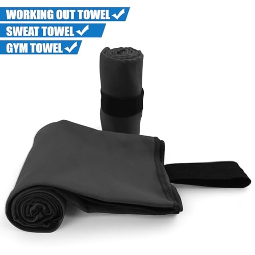 Microfiber Camping Towel Small Lightweight Quick Dry Towels for Gym Face Neck Body Sweat Golf Cycling Hiking (Black, 2 Pack S)