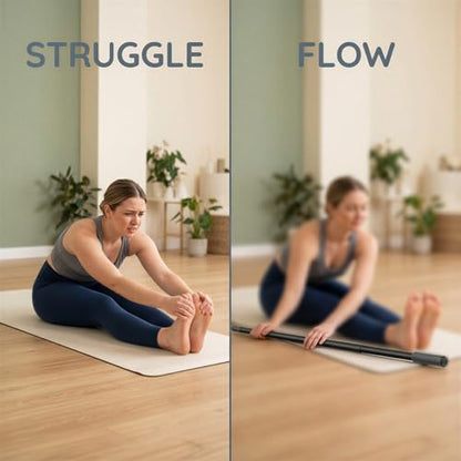 Yoga Stick, 5 ft Aluminum Adjustable Stretching Bar with Comfortable Foam Handles, Portable Fitness Pole for Physical Rehabilitation, Body Shaping, Flexibility, Mobility and Balance Training