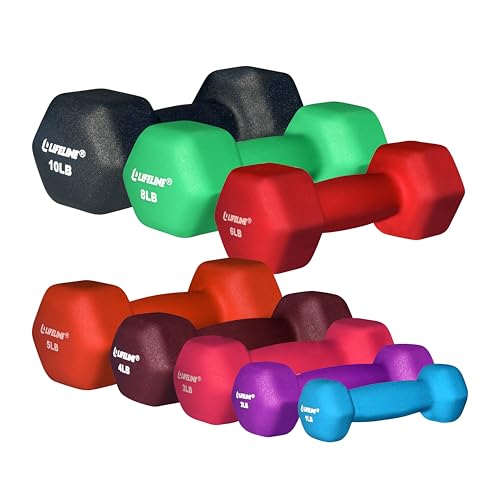 Lifeline Fitness Neoprene Dumbbell Weights - Premium Quality Equipment for Home Gym - Multiple Weight Options - style: 10 LB