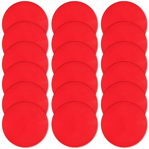 Poly Spot Markers 4inch/9 inch Non-Slip Rubber Agility Markers Flat Field Cones Floor Dots for Football, Soccer, Basketball Training Markers, School Activities, Exercise Drills, Social Distancing - style: 9inch 18Pcs(Red)