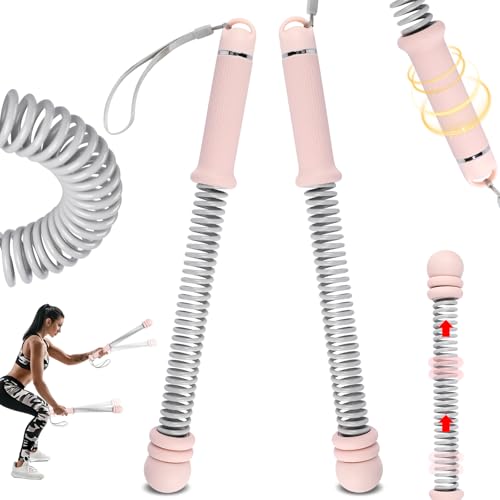 Adjustable Weighted Ropeless Battle Ropes for Home Gym, Heavy Duty Portable Workout Rope for Strength Building & Low-Impact Cardio, Fitness Equipment for Men & Women with HIIT Training - color: Pink