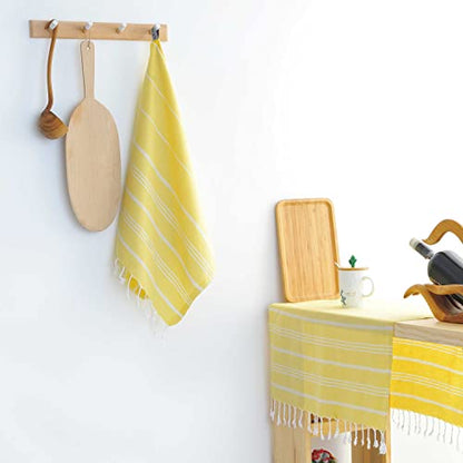 Cacala 100% Turkish Cotton Kitchen Tea Towels, Highly Absorbent Luxury Soft Quick Drying Dish Towel with Hanging Loop for Gym, Yoga, Bath, Sports, Cleaning and Kitchen (23 x 36), Light Yellow - color: Light Yellow